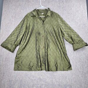 Jones New York Womans Green Quilted Jacket 1X